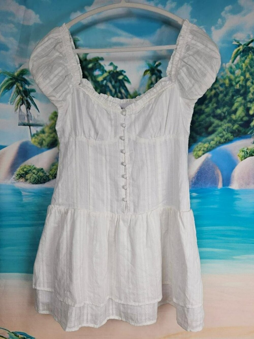 Princess Polly Milkmaid White Mini Dress Womens US 8 Corset Top Puff Sleeve